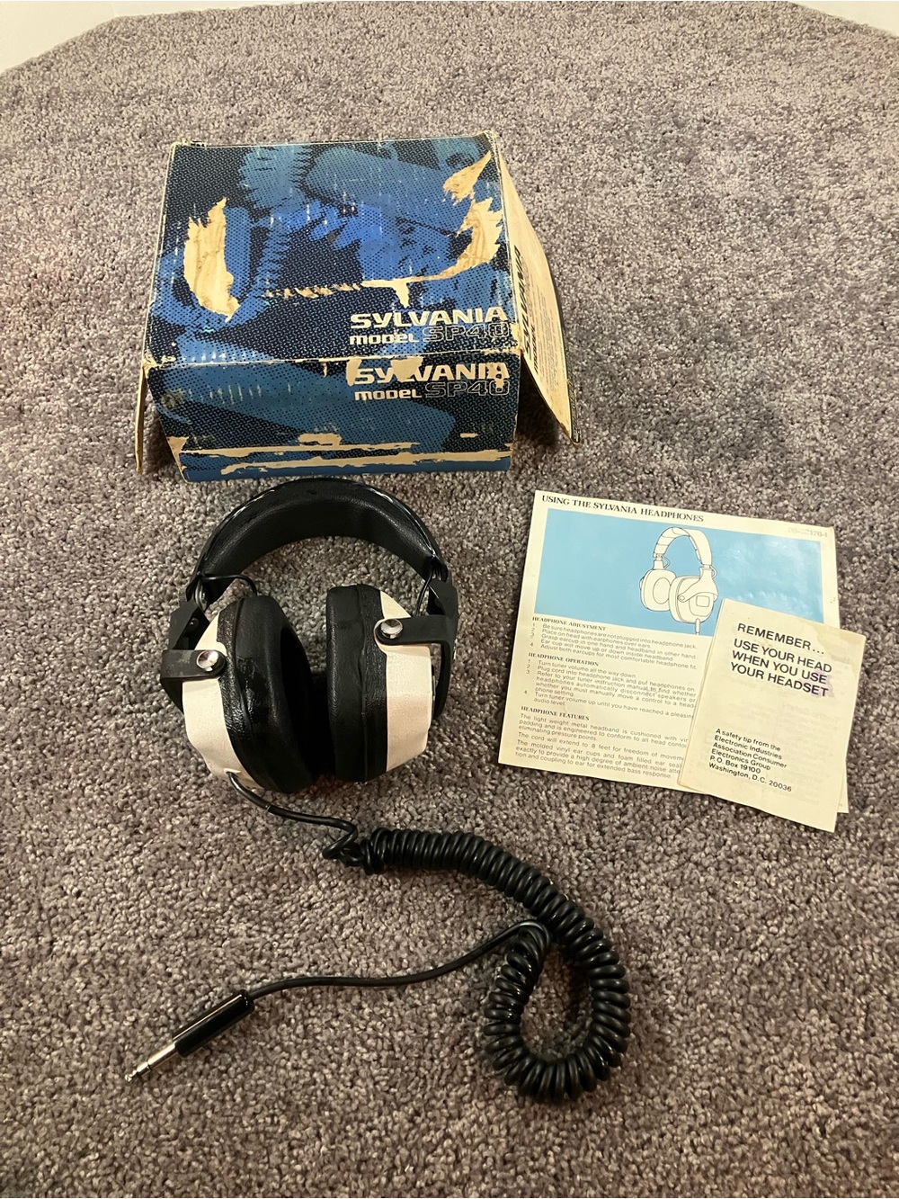 Vintage Sylvania Wired Headphones Model: SP40